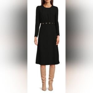 ba&sh Odelle Snap Midi A Line Dress NWT size Large Black